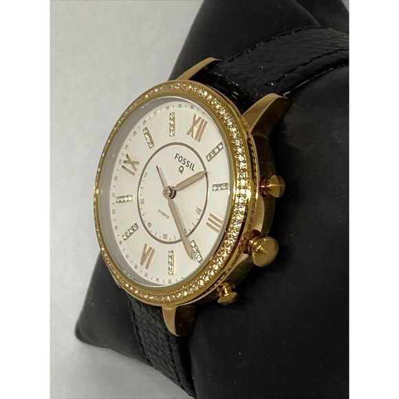 Fossil FTW5010 Women's Black Leather White Analog Dial Hybrid Smartwatch XX761 - Picture 4 of 12